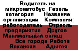 Водитель на микроавтобус "Газель" категория D › Название организации ­ Компания-работодатель › Отрасль предприятия ­ Другое › Минимальный оклад ­ 25 000 - Все города Работа » Вакансии   . Адыгея респ.,Адыгейск г.